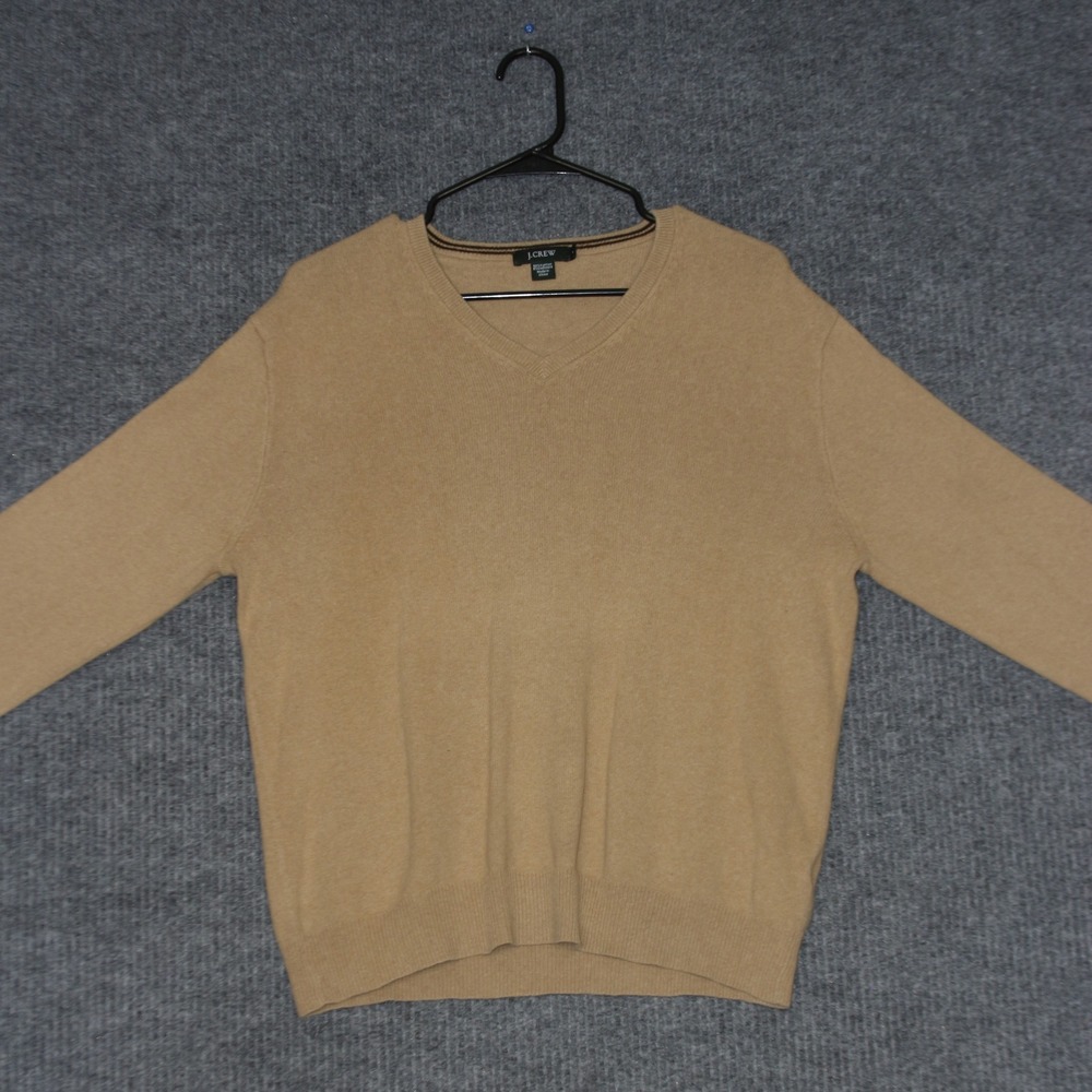 J Crew Sweater Mens S Tan V Neck Cotton Cashmere Blend‎ Long Sleeve Fall Fashion